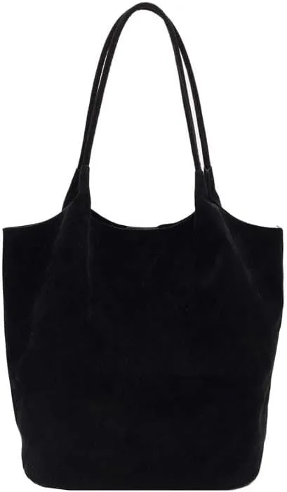 Molodo Suede Leather Tote Bag for Women Retro Shoulder Bag Underarm Handbag Slouchy Tote Purse Work Bag Fall Winter