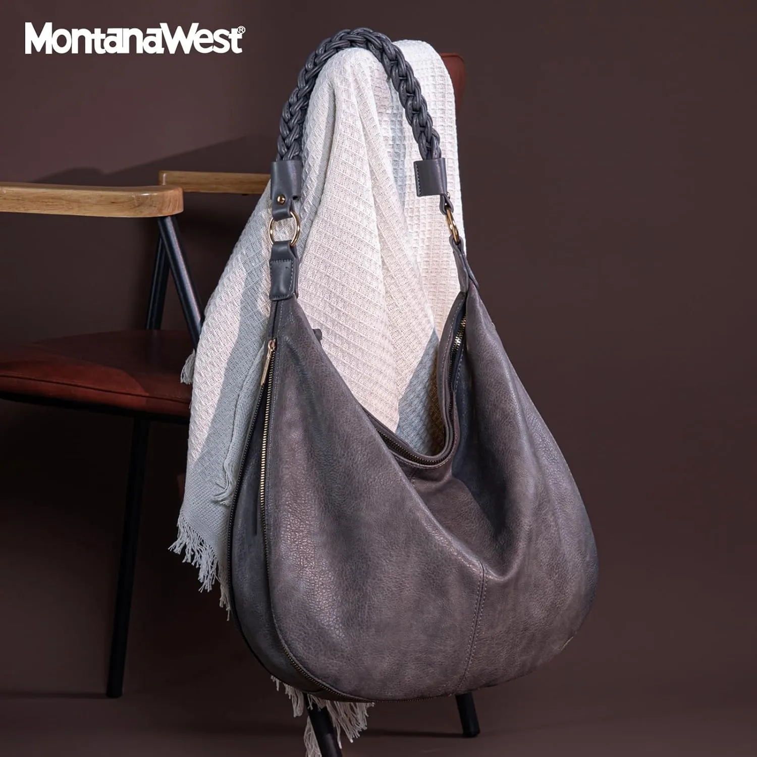Montana West Large Hobo Bags for Women Slouchy Shoulder Purse Handbag with Zipper and Woven Handle