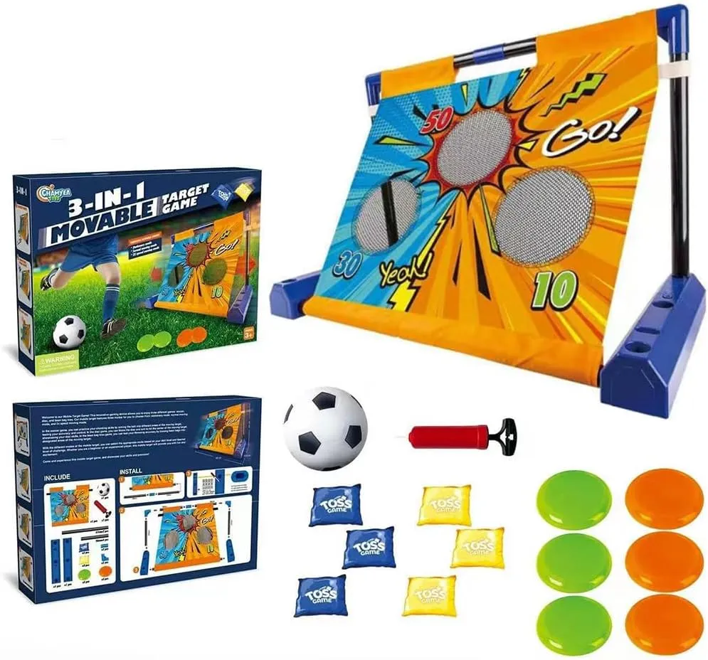 Movable Soccer Goal Bean Bag Toss Game Toy Outdoor Toss Game, Family Party Party Supplies for Kids, Gift for Boys Birthday or Christmas for Toddlers Ages 3 4 5 6 Year Old