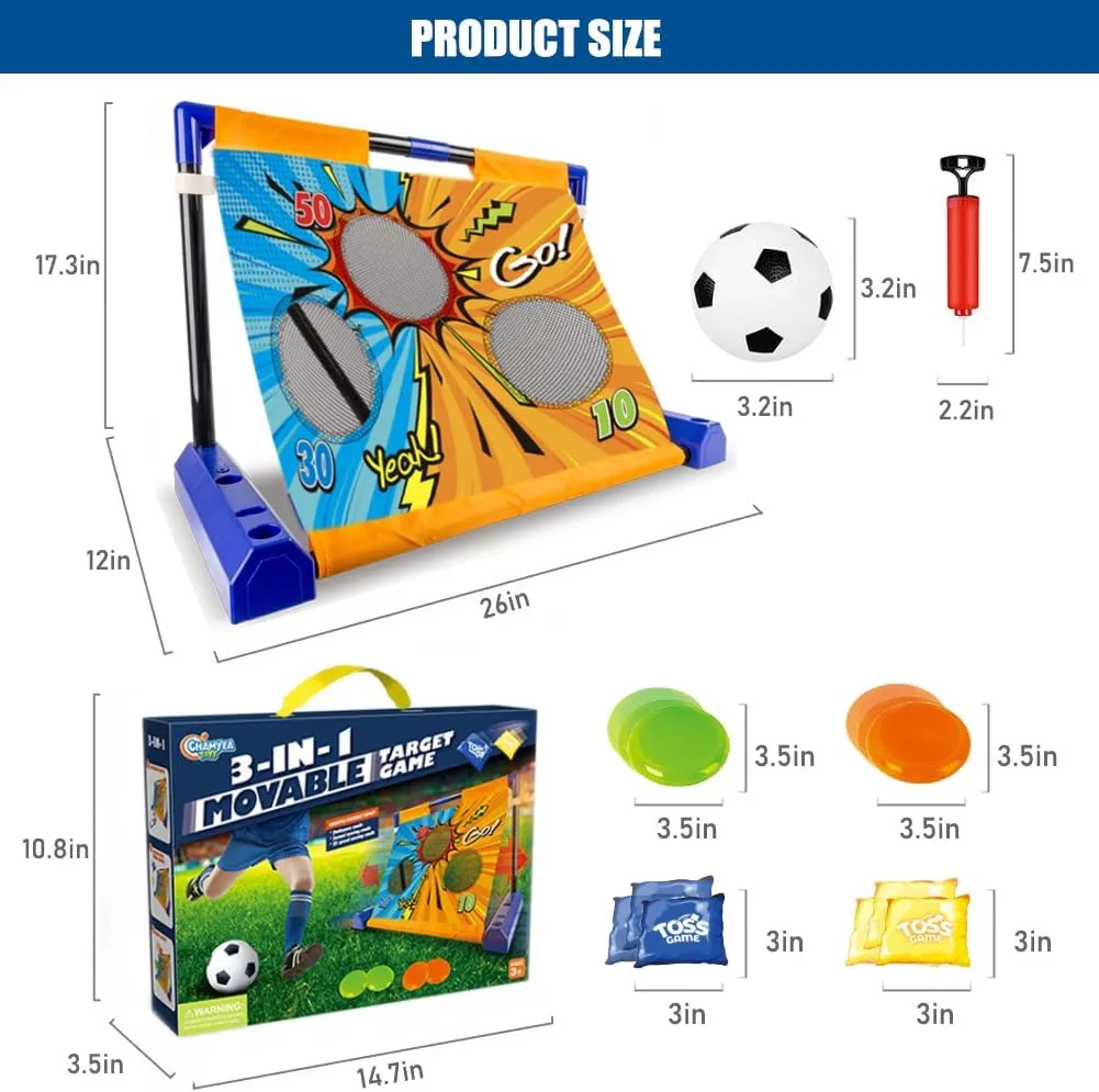 Movable Soccer Goal Bean Bag Toss Game Toy Outdoor Toss Game, Family Party Party Supplies for Kids, Gift for Boys Birthday or Christmas for Toddlers Ages 3 4 5 6 Year Old
