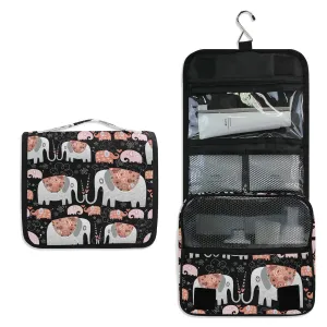 MOYYO Travel Hanging Toiletry Bag Ornamental Elephants Cosmetic Makeup Bag Portable Cosmetic Pouch Waterproof Shower Bag Travel Organizer Case for Women Girls
