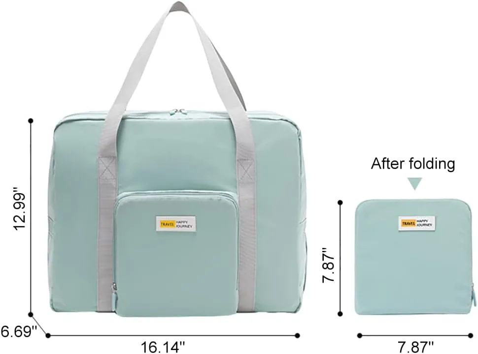 Muka Custom Embroidered Duffle Bags, Foldable Travel Bag Light Green Storage Bag with Personalized Logo