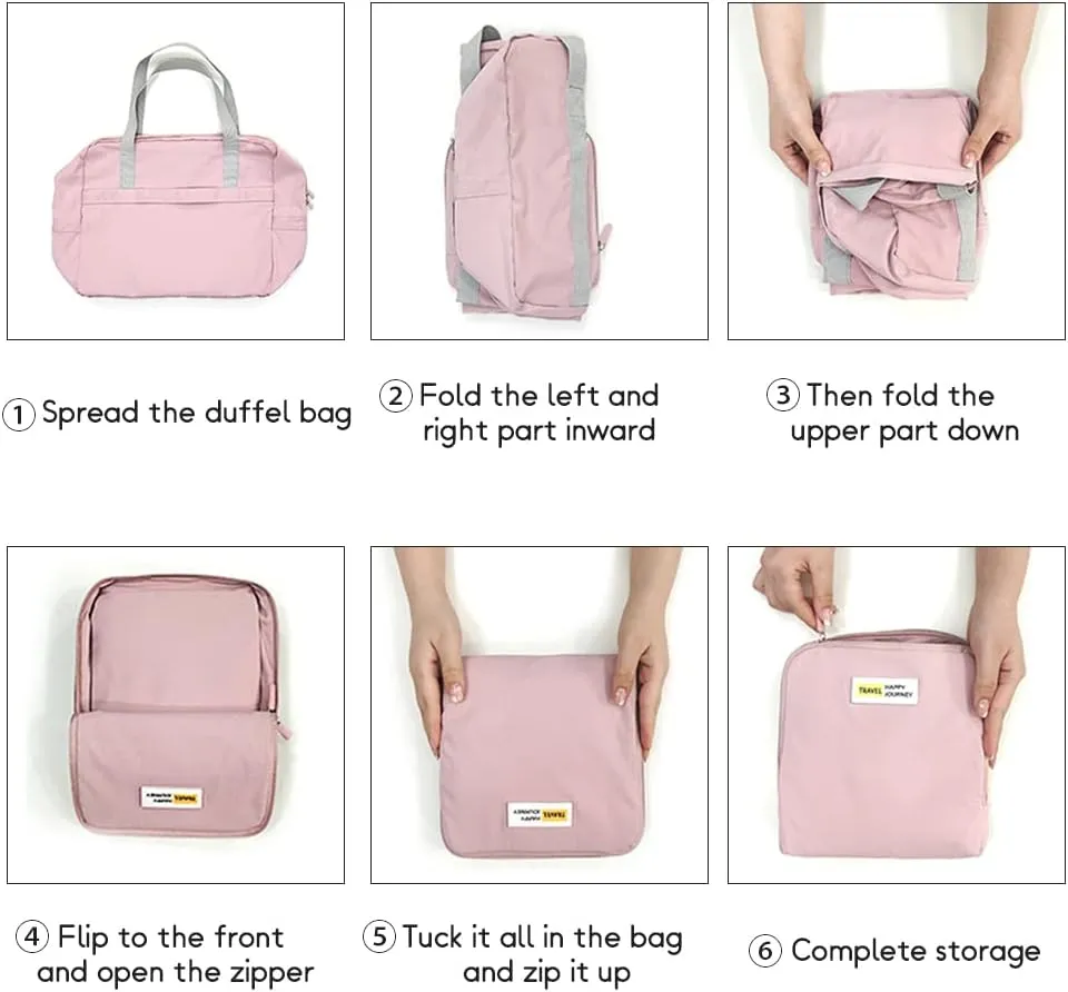 Muka Custom Embroidered Duffle Bags, Foldable Travel Bag Pink Storage Bag with Personalized Logo