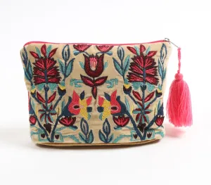 Multicolor Floral embroidered Tasseled Pouch