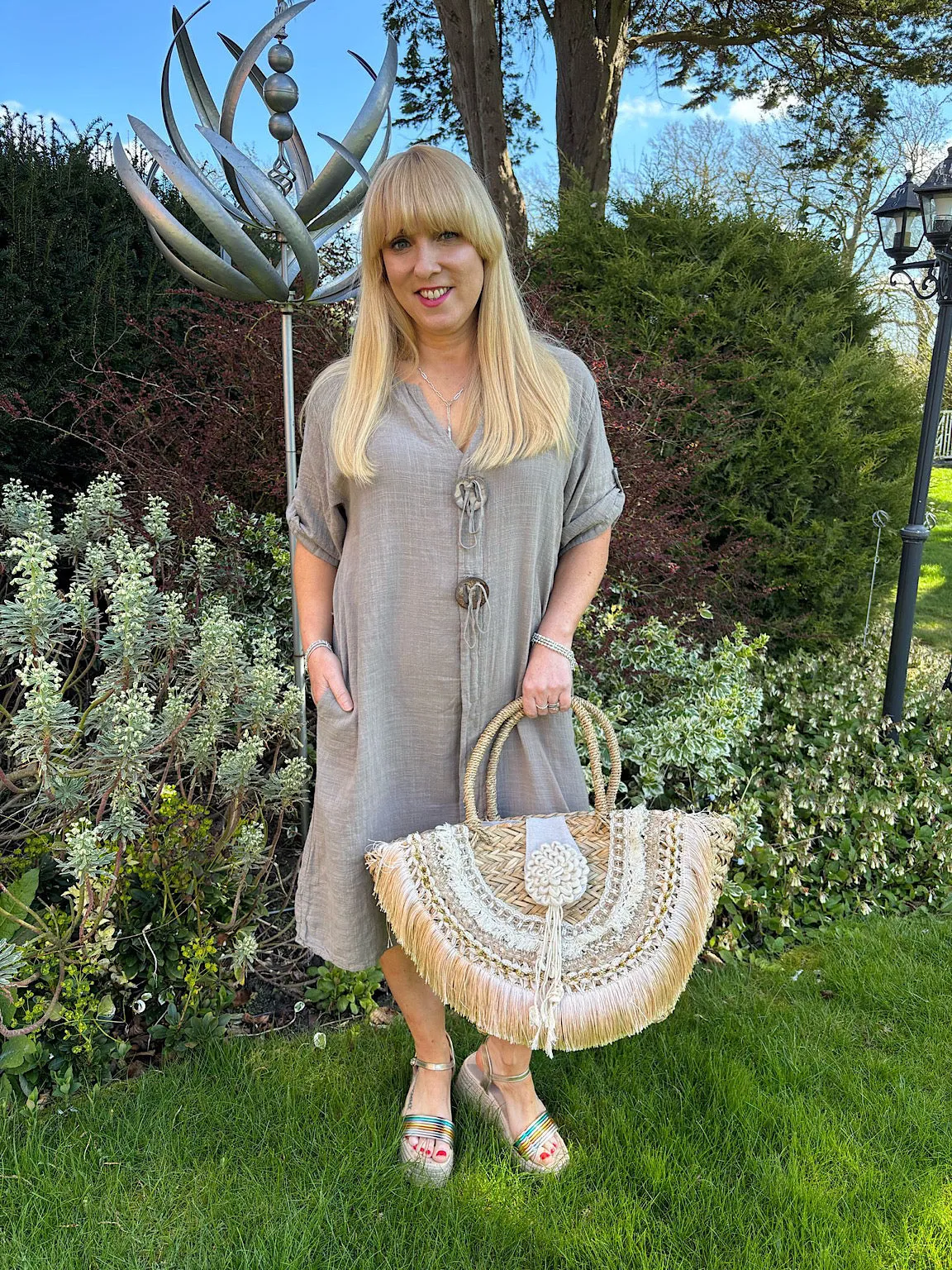Natural Luxury Fringed Tassel Tote Bag