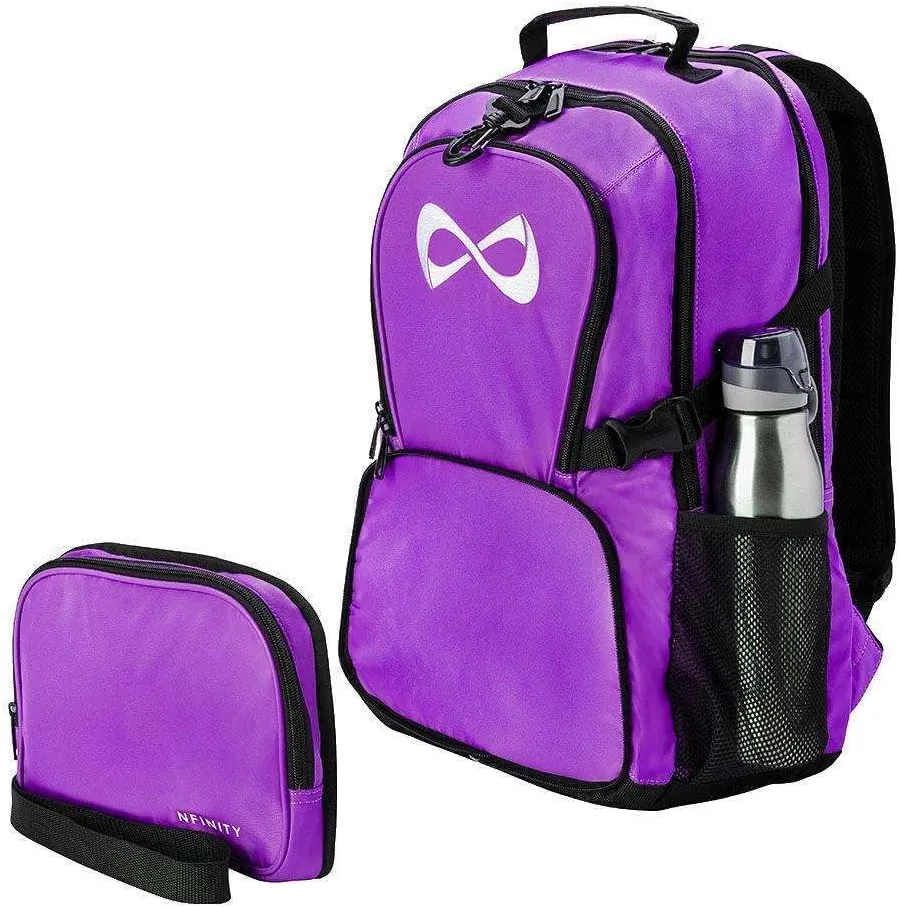 Nfinity Classic Cheer Backpack - Detachable Purse and Laptop Sleeve - Lightweight Travel Backpack for Cheerleaders (Violet)
