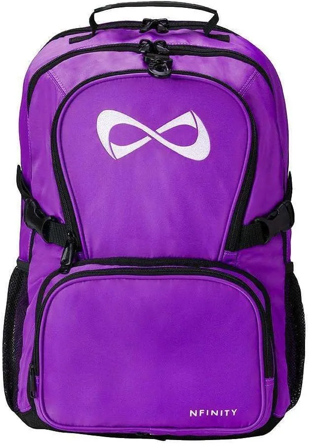 Nfinity Classic Cheer Backpack - Detachable Purse and Laptop Sleeve - Lightweight Travel Backpack for Cheerleaders (Violet)