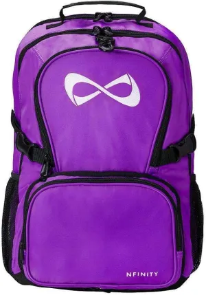 Nfinity Classic Cheer Backpack - Detachable Purse and Laptop Sleeve - Lightweight Travel Backpack for Cheerleaders (Violet)