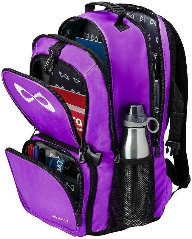 Nfinity Classic Cheer Backpack - Detachable Purse and Laptop Sleeve - Lightweight Travel Backpack for Cheerleaders (Violet)