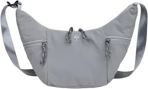 Nylon Crescent Crossbody Bag for Women Slouchy Shoulder Bag Adjustable Strap Dumpling Bag Purse for Everyday Casual Travel (Grey)