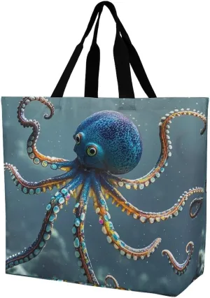 Octopus Handbags Lightweight Travel Shoulder Bag Portable Cute Shopping Beach Market Bag for Men Women Hiking Yoga Gym Swimming Travel Holiday Gift