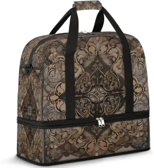 Ornamental Design Travel Duffel Bag, Travel Essentials, Gym Bag for Women, Weekender Overnight Bag With Shoes Compartment, Carry On Bags for Airplanes