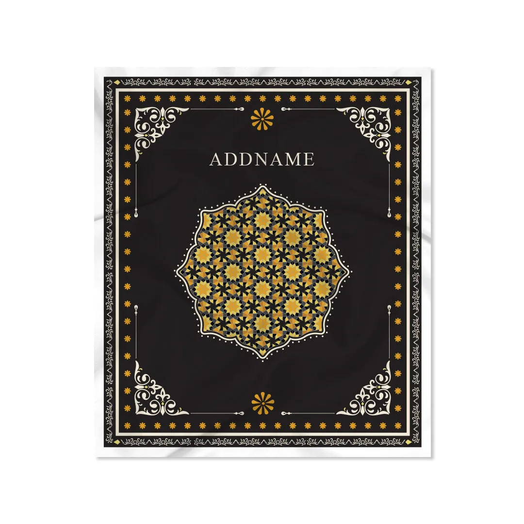 Ornamental Series - Black  Prayer Mat with Black Half Lining Small Canvas Bag
