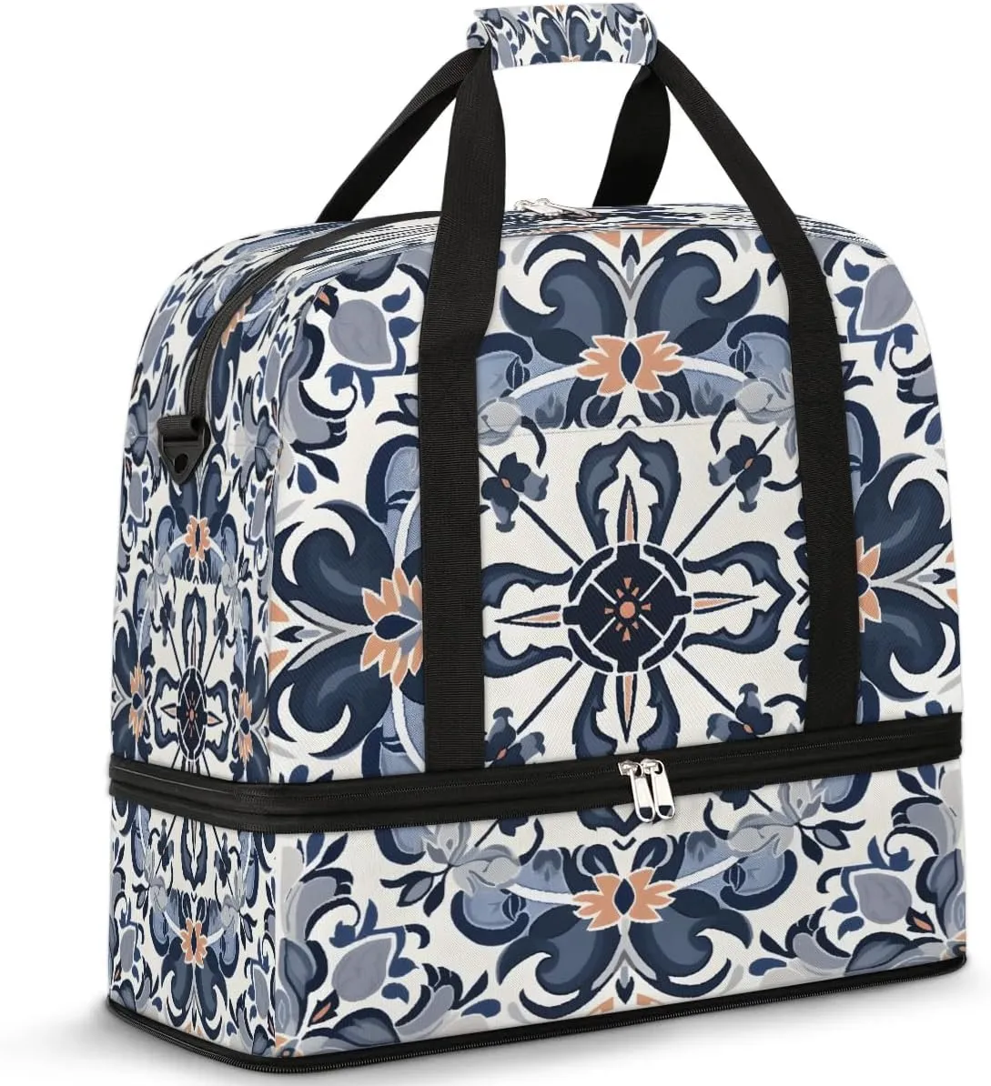 Ornamental Symmetry Travel Duffel Bag, Travel Essentials, Gym Bag for Women, Weekender Overnight Bag With Shoes Compartment, Carry On Bags for Airplanes
