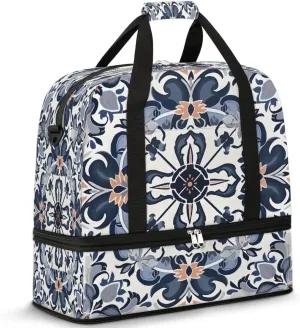 Ornamental Symmetry Travel Duffel Bag, Travel Essentials, Gym Bag for Women, Weekender Overnight Bag With Shoes Compartment, Carry On Bags for Airplanes