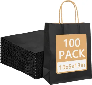 Paper Bags，Black,100pcs,10*5*13 Inch
