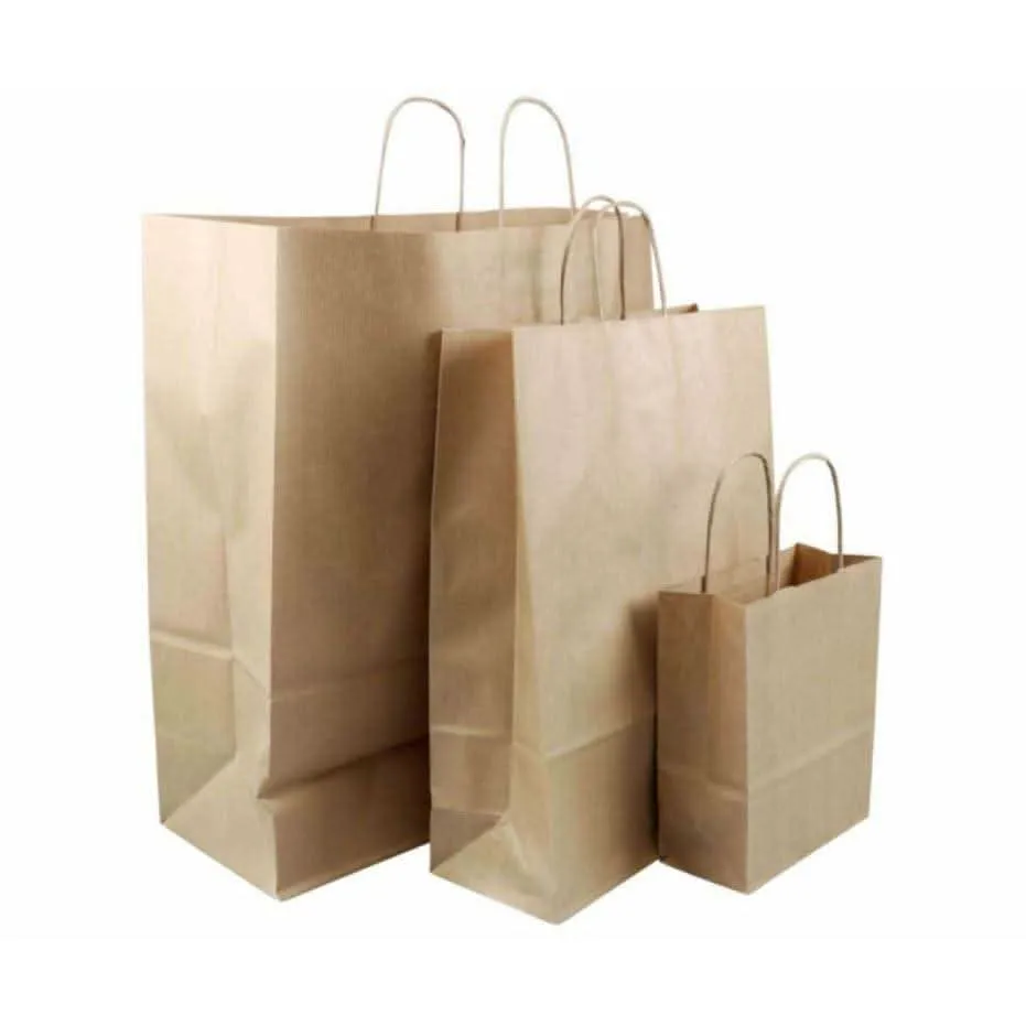 Paper Carry Bags (Brown) 32 x 34 x 15cm Large Size [100 Pack]