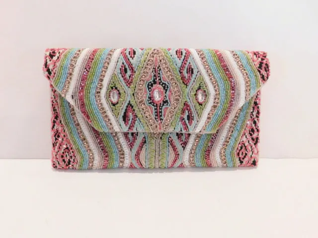 Pastel pink and green clutch