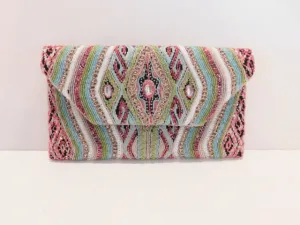 Pastel pink and green clutch