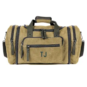 Personalized Duffle Bags for Men - Expandable Canvas Duffle Bag for Travel - Mens Overnight Bag or Weekender Bag with Shoe Compartment - Carry-On Duffel Bag for Short Trip, Gym & Camping (tan)