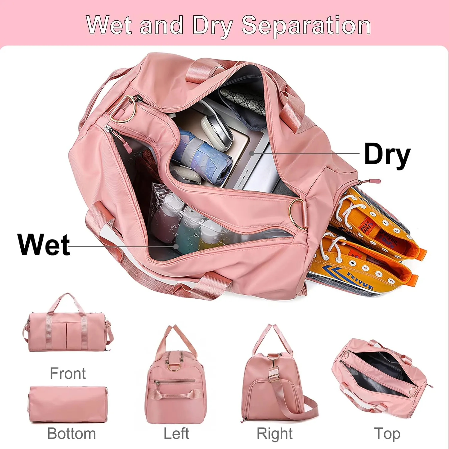 Personalized Initial Duffle Bag Custom Weekender Overnight Bags with Embroidery Name Sports Gym Travel Bags with Wet Dry Pockets Bridal Gift for Women Bridesmaid（Purple）
