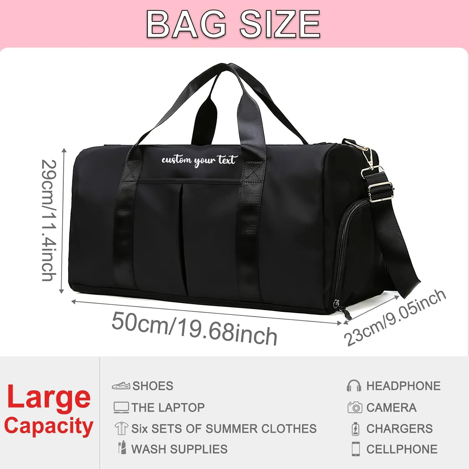 Personalized Initial Duffle Bag Custom Weekender Overnight Bags with Embroidery Name Sports Gym Travel Bags with Wet Dry Pockets Bridal Gift for Women Bridesmaid（Purple）