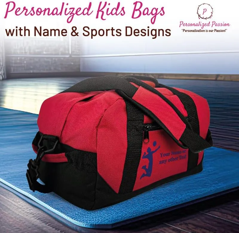 Personalized Passion Small Sports Duffel Bags for Kids - 14” Waterproof Travel Duffle with Embroidered Name & Martial Arts Design - Purple Two-Toned Kids Weekender Bag for Boys and Girls
