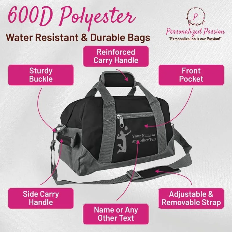 Personalized Passion Small Sports Duffel Bags for Kids - 14” Waterproof Travel Duffle with Embroidered Name & Martial Arts Design - Purple Two-Toned Kids Weekender Bag for Boys and Girls