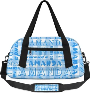 Personalized Sport Dance Bag Custom Boys Gym Bag Girls Ballet Dance Bag Customize Travel Duffle Bag with Name Overnight Weekender Bags (Blue Grid)