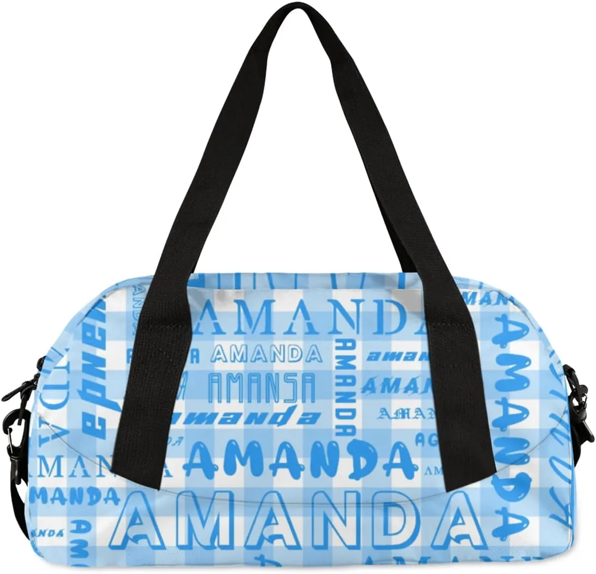 Personalized Sport Dance Bag Custom Boys Gym Bag Girls Ballet Dance Bag Customize Travel Duffle Bag with Name Overnight Weekender Bags (Blue Grid)