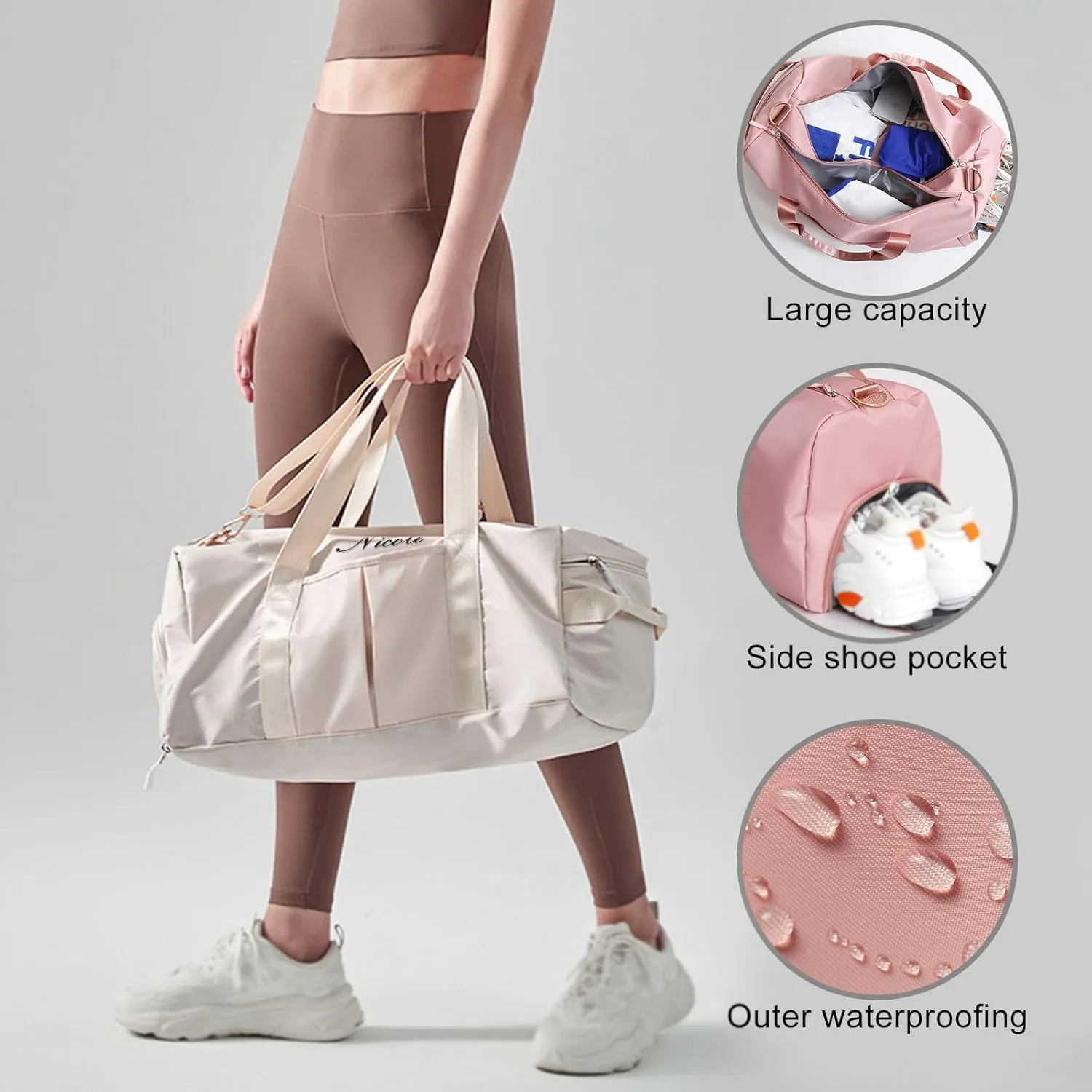 Personalized Sport Duffle Bag Custom Name Text Embroidered Sport Gym Travel Bags, Dry Wet Separated Weekender Bag, Overnight Bag, Travel Bag with Wet Dry Pockets & Shoe Compartment