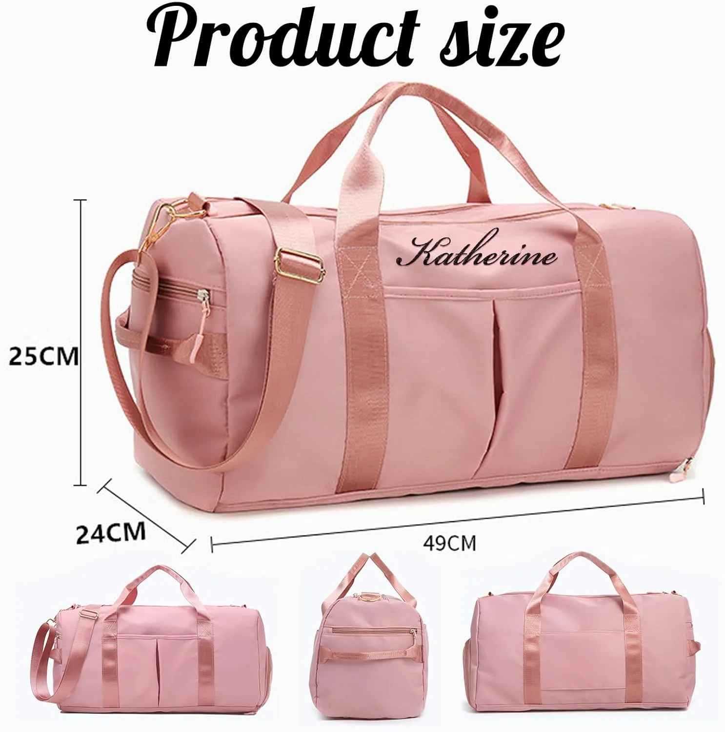 Personalized Sport Duffle Bag Custom Name Text Embroidered Sport Gym Travel Bags, Dry Wet Separated Weekender Bag, Overnight Bag, Travel Bag with Wet Dry Pockets & Shoe Compartment