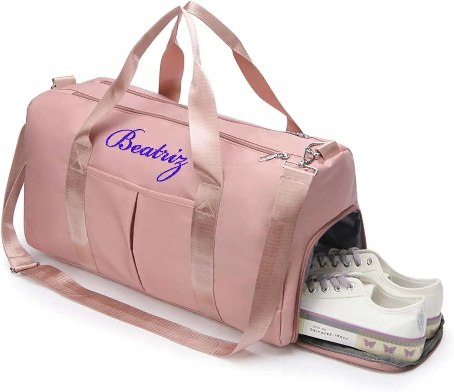 Personalized Travel Bag Customized Duffel Bag Customized Weekend Overnight Bags Custom Dance Bag with Wet and Dry Bag and Shoe Compartment Overnight Bridesmaid Gifts(Purple)