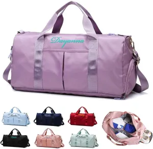 Personalized Travel Bag Customized Duffel Bag Customized Weekend Overnight Bags Custom Dance Bag with Wet and Dry Bag and Shoe Compartment Overnight Bridesmaid Gifts(Purple)