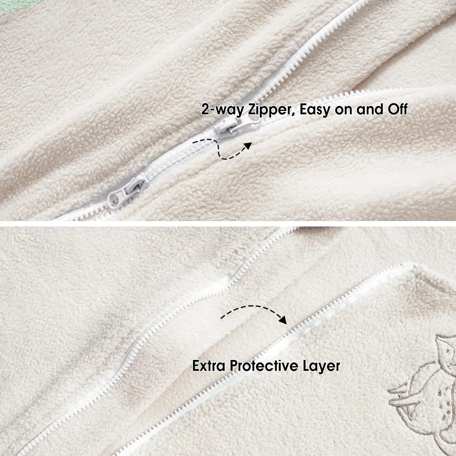 PHF Warm Micro-Fleece Baby Sleep Sack 18-24 Months, Soft Baby Wearable Blanket, 2-Way Zipper Sleeping Bags, 2 Pack Comfy Sleeping Sack for Infant Newborn Girls, X-Large Size, Oat Milk & Pink
