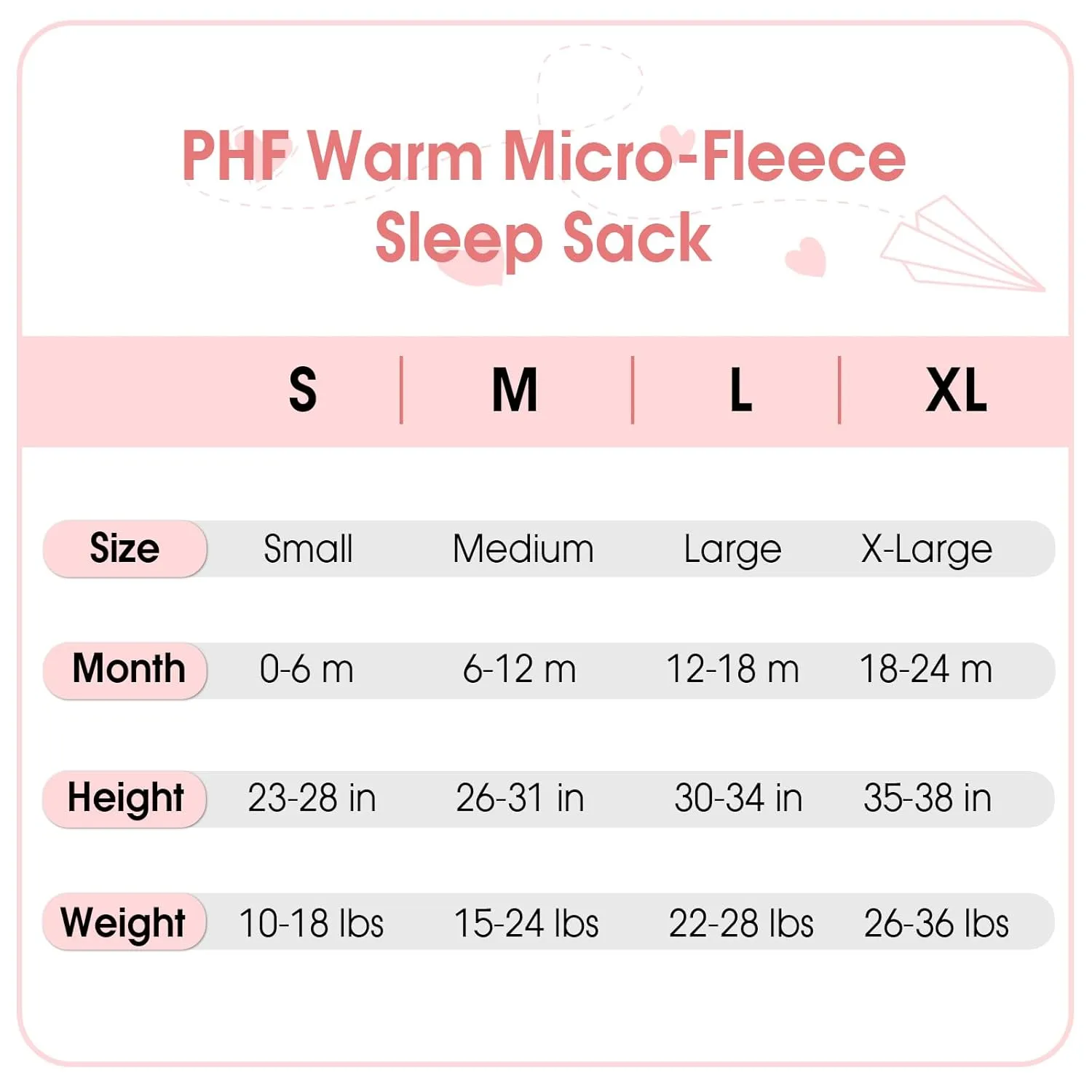 PHF Warm Micro-Fleece Baby Sleep Sack 18-24 Months, Soft Baby Wearable Blanket, 2-Way Zipper Sleeping Bags, 2 Pack Comfy Sleeping Sack for Infant Newborn Girls, X-Large Size, Oat Milk & Pink