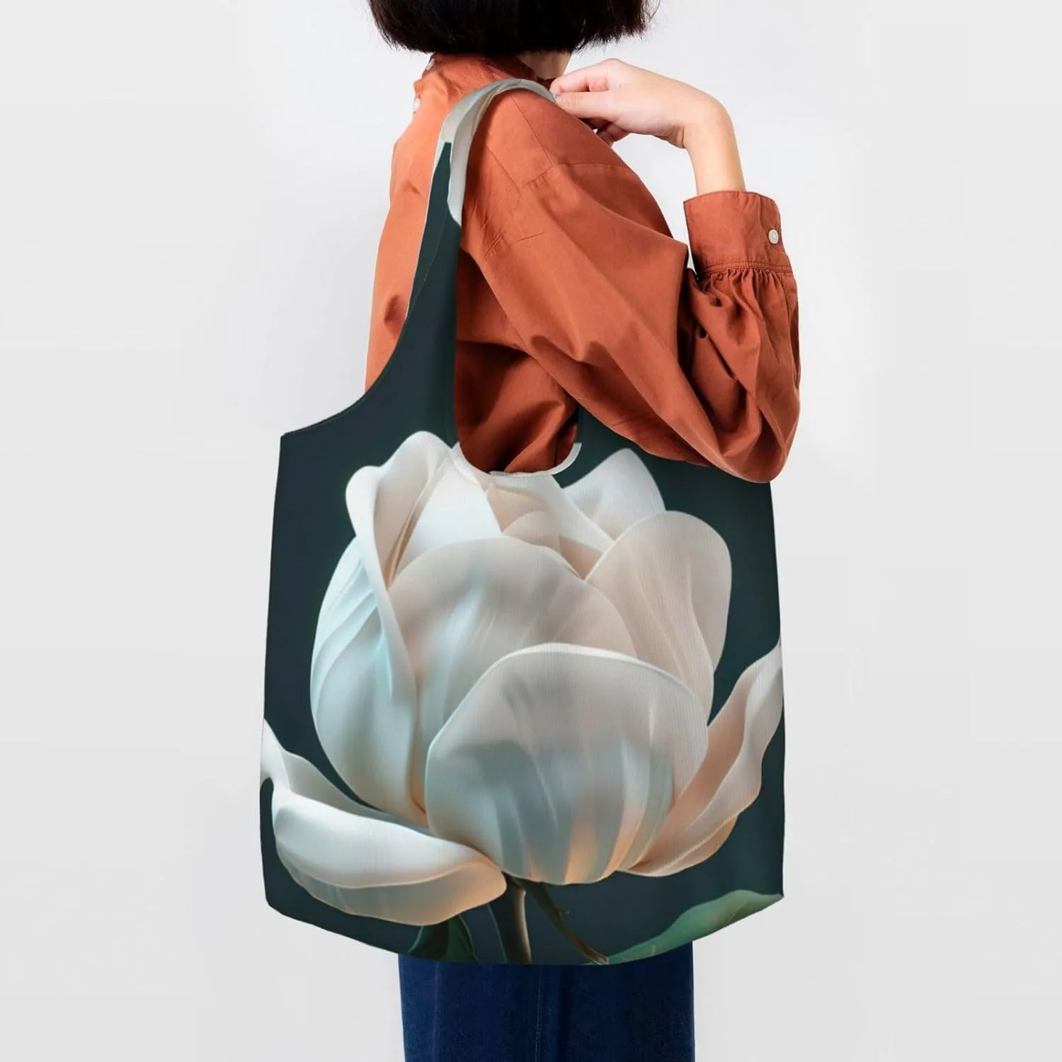 Plaid Red And Black Canvas Bag Bag Handbag Eco-Friendly Reusable Groceryshopping Bags For Women Girls
