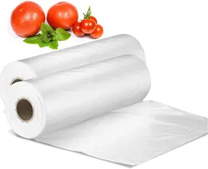 Plastic Produce Bag Roll 12 X 16 inch, Vegetable Food Bread and Grocery Clear Bag, 350 Bags/Roll (2 Roll)