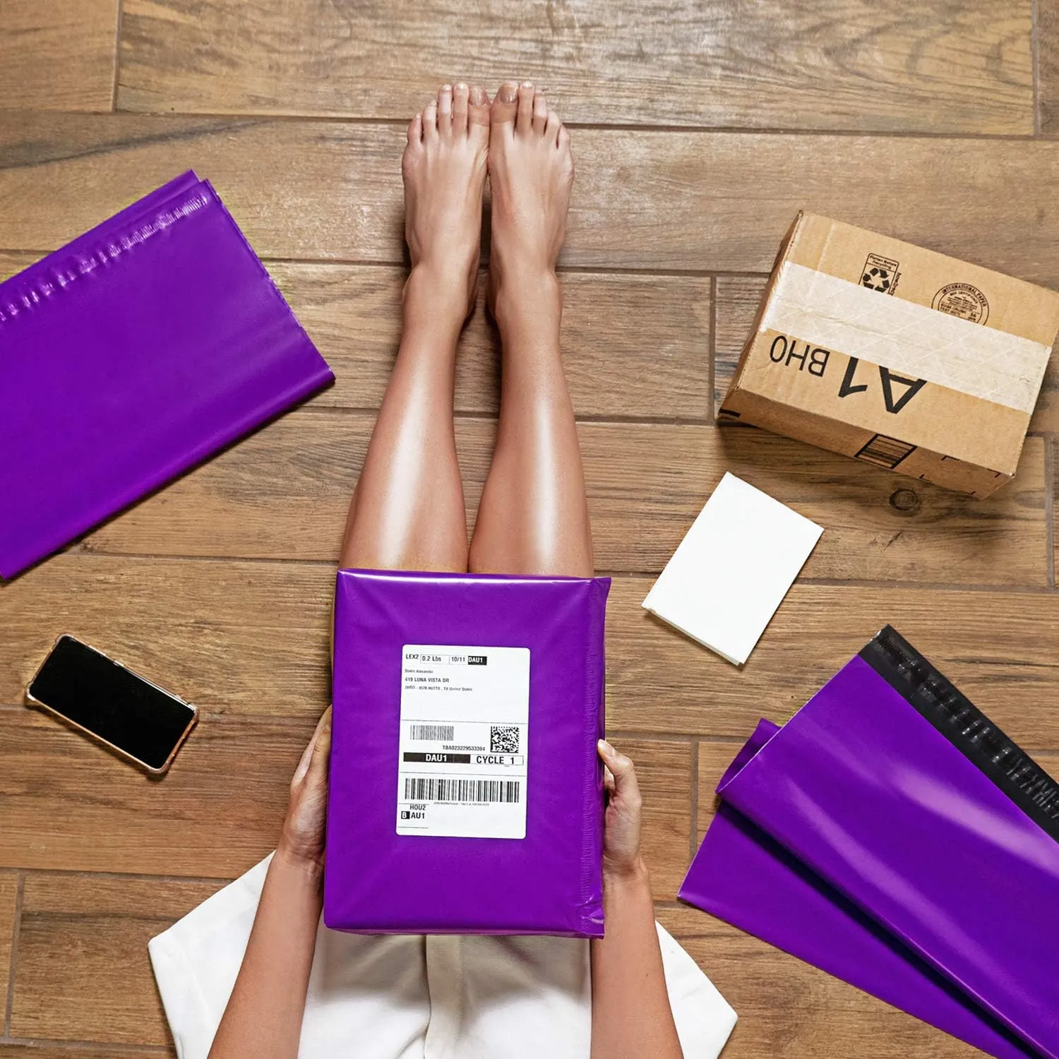 Poly Mailers 14.5 x 19 Medium Size Shipping Bags 50 Pack Self Seal Mailing Envelopes for Clothing, Accessories and Documents - Purple