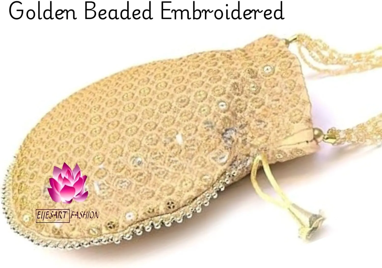 Potli Bag For Women Ethnic Designer Embroidery Work Batwa Pearls Handle With Intricate Bridal Drawstring Stylish Bridal Women