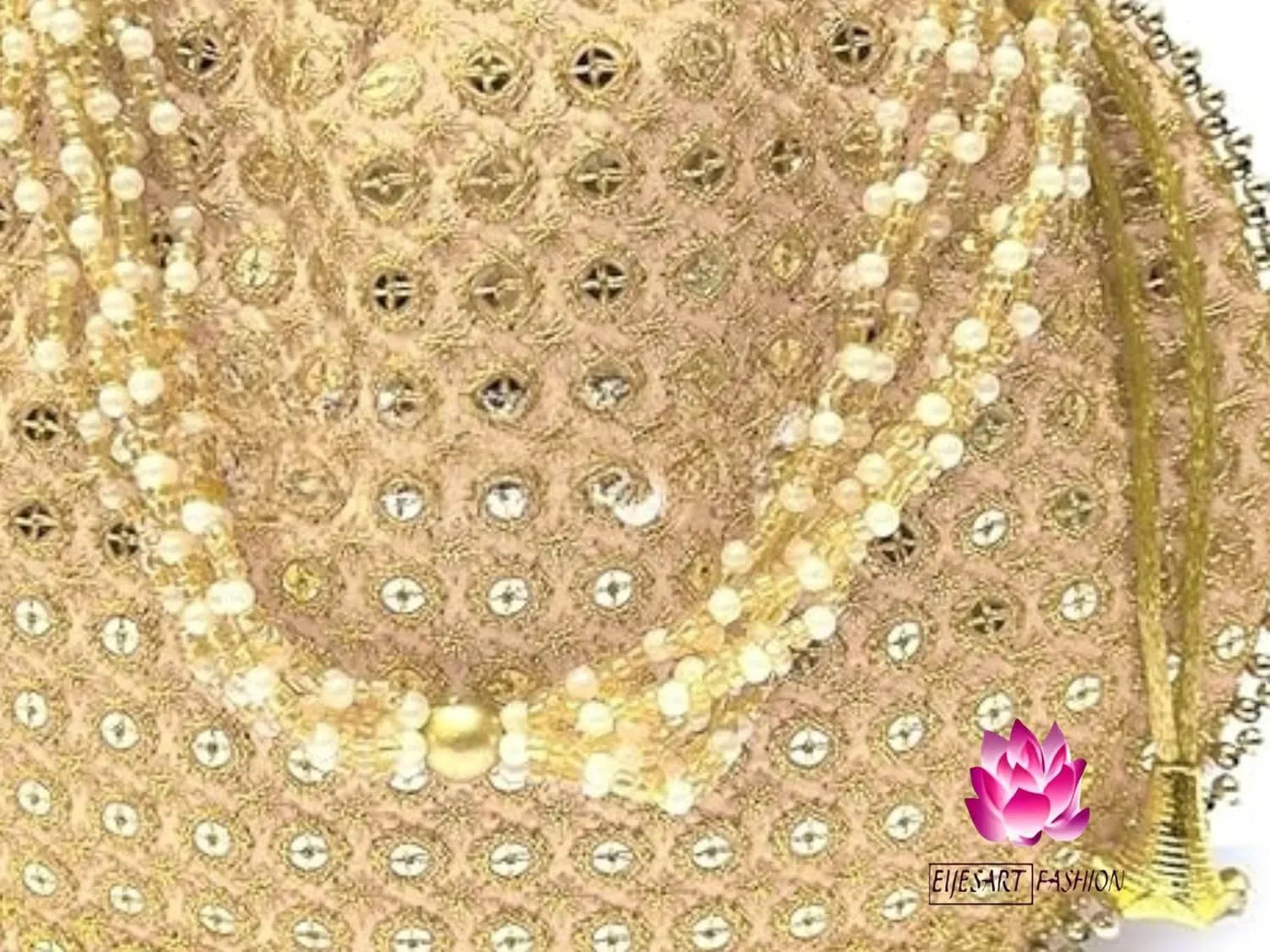 Potli Bag For Women Ethnic Designer Embroidery Work Batwa Pearls Handle With Intricate Bridal Drawstring Stylish Bridal Women