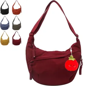 Preferable Crossbody Bag, 2025 New Fashion Fashion Plain Color Nylon Crossbody Bags,Large Capacity Travel Dumpling Bag