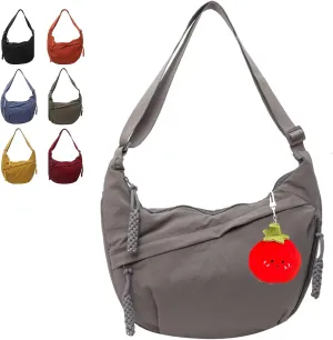 Preferable Crossbody Bag, 2025 New Fashion Fashion Plain Color Nylon Crossbody Bags,Large Capacity Travel Dumpling Bag