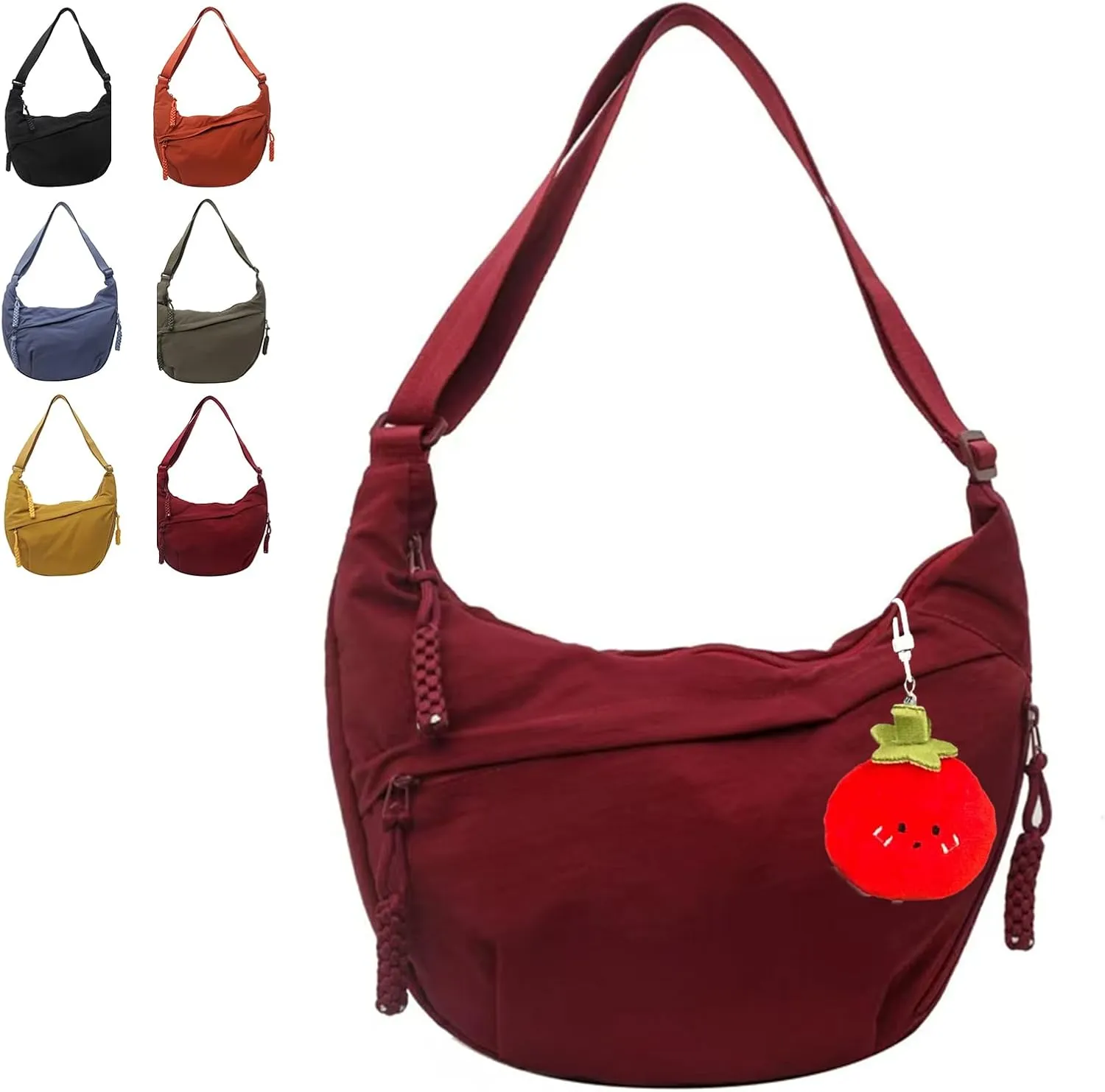 Preferable Crossbody Bag, 2025 New Fashion Fashion Plain Color Nylon Crossbody Bags,Large Capacity Travel Dumpling Bag
