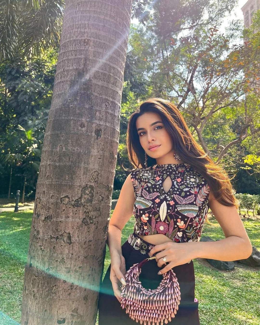 Prerna in Our Nano Pearl Boat Bag - Purple
