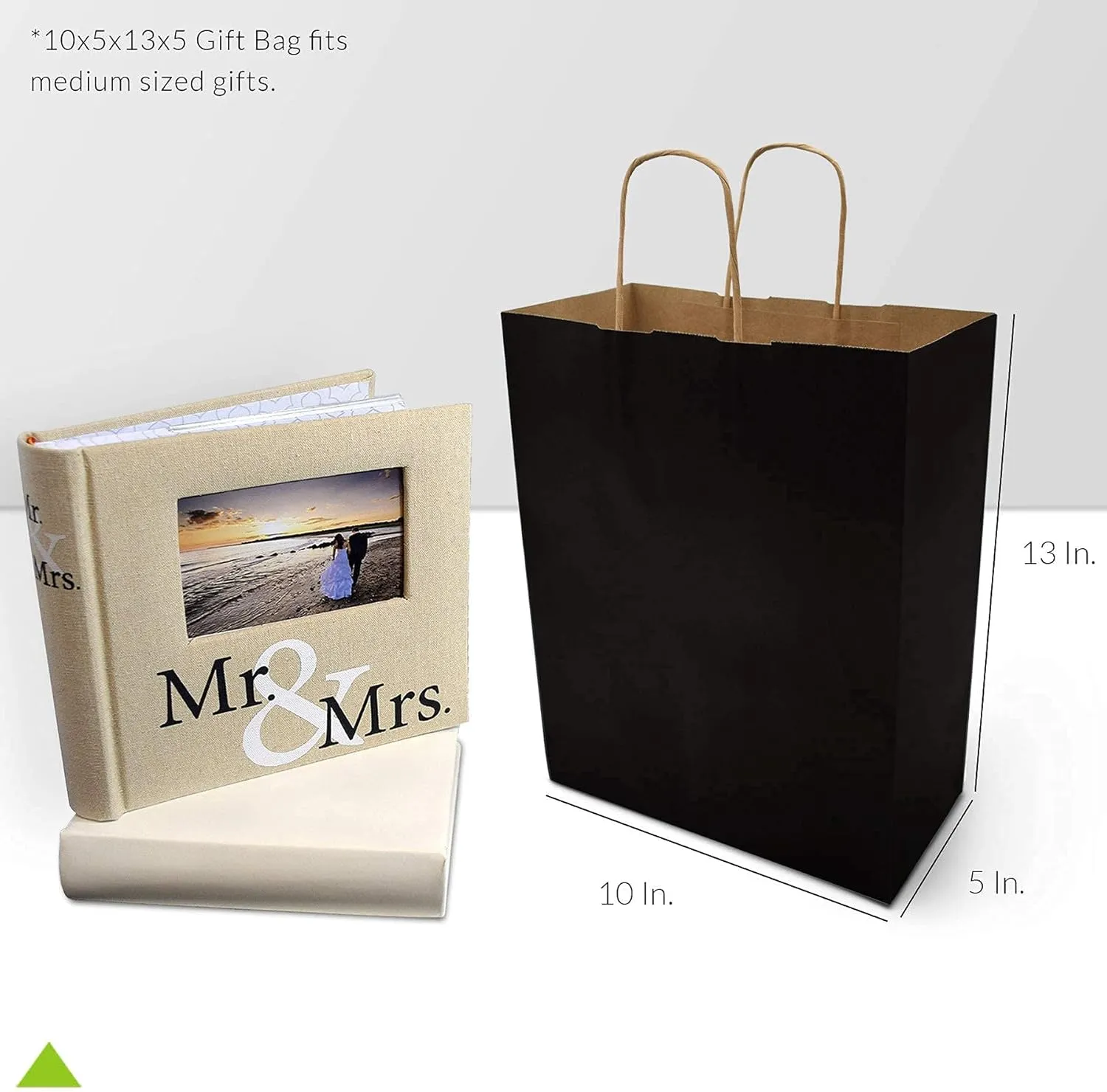 Prime Line Packaging Black Gift Bags with Handles, Medium Kraft Paper Shopping for Small Business, Boutiques, Retail Stores Use, Bulk, 10x5x13 100 Pack