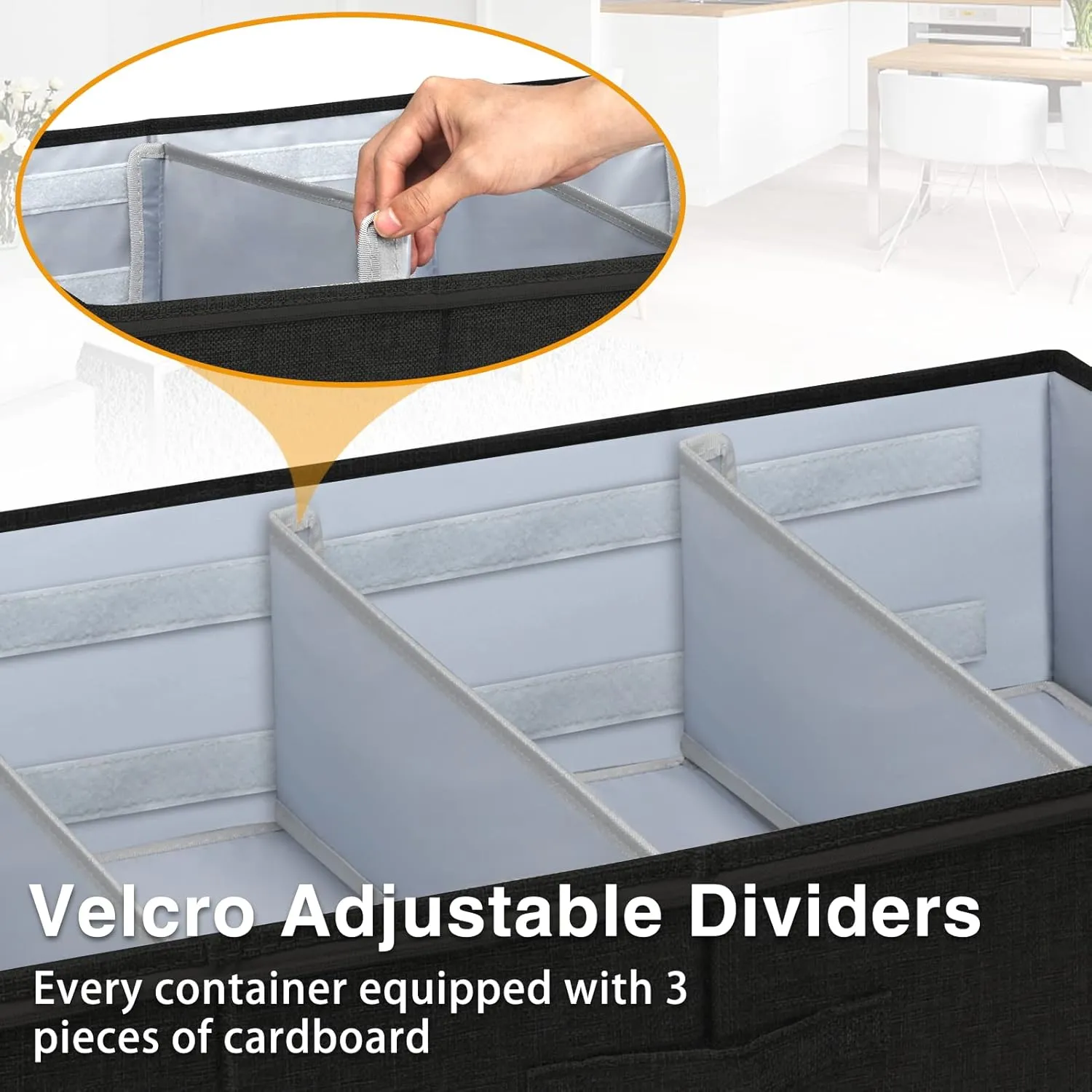 punemi UnderBed Storage, 2 Pack Under Bed Storage Containers With Adjustable Dividers, Sturdy Structure Clothes Organizer Bins With Clear Panel & 3 Reinforced Handles for Blanket Shoes, Black