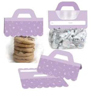 Purple Confetti Stars - DIY Simple Party Clear Goodie Favor Bag Labels - Candy Bags with Toppers - Set of 24