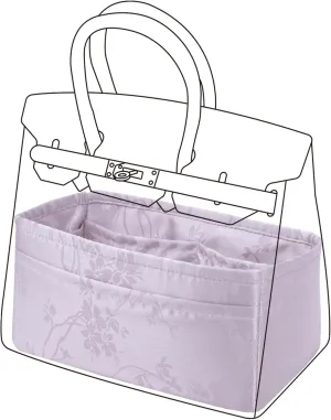 Purse Organizer Insert Fits Birkin Bags, Birkin 30 Bag insert, Silky Smooth Bag Organizer for Luxury Handbag Tote Shaper, Large capacity inner Bag (BK30, Pale Purple)