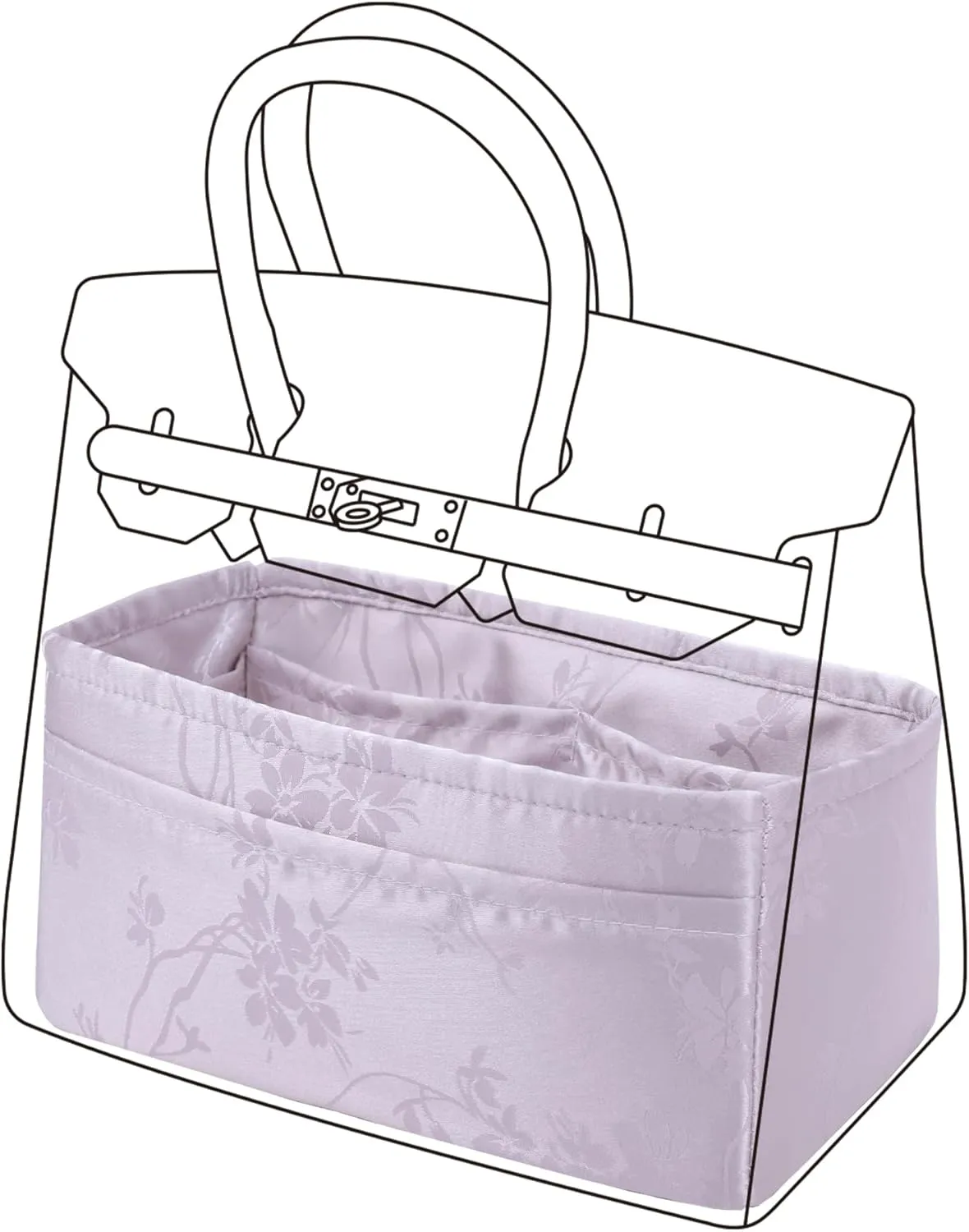 Purse Organizer Insert Fits Birkin Bags, Birkin 30 Bag insert, Silky Smooth Bag Organizer for Luxury Handbag Tote Shaper, Large capacity inner Bag (BK30, Pale Purple)